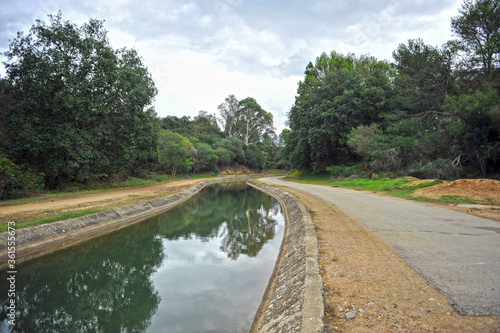 Water channel for irrigation the Guadalhorce River  Castellar de la Frontera  province of C  diz  Spain