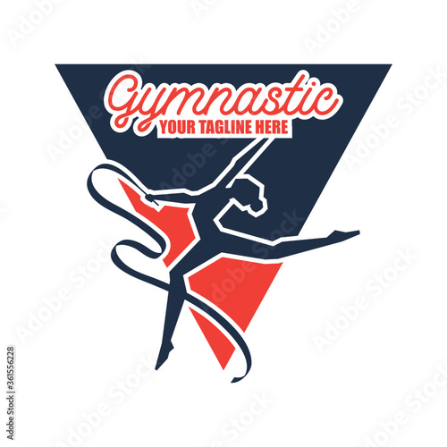 gymnastic sport logo with text space for your slogan tag line, vector illustration