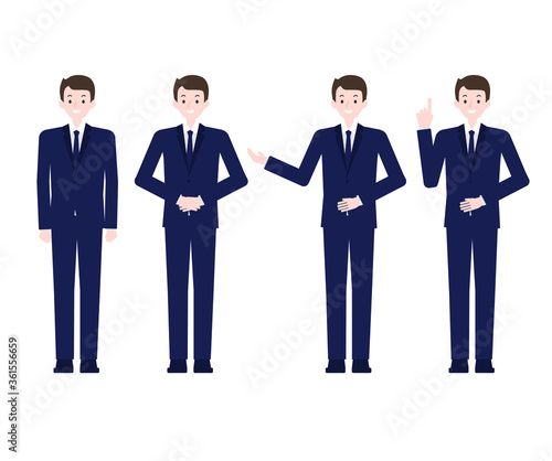
A male office worker in a suit and smiling