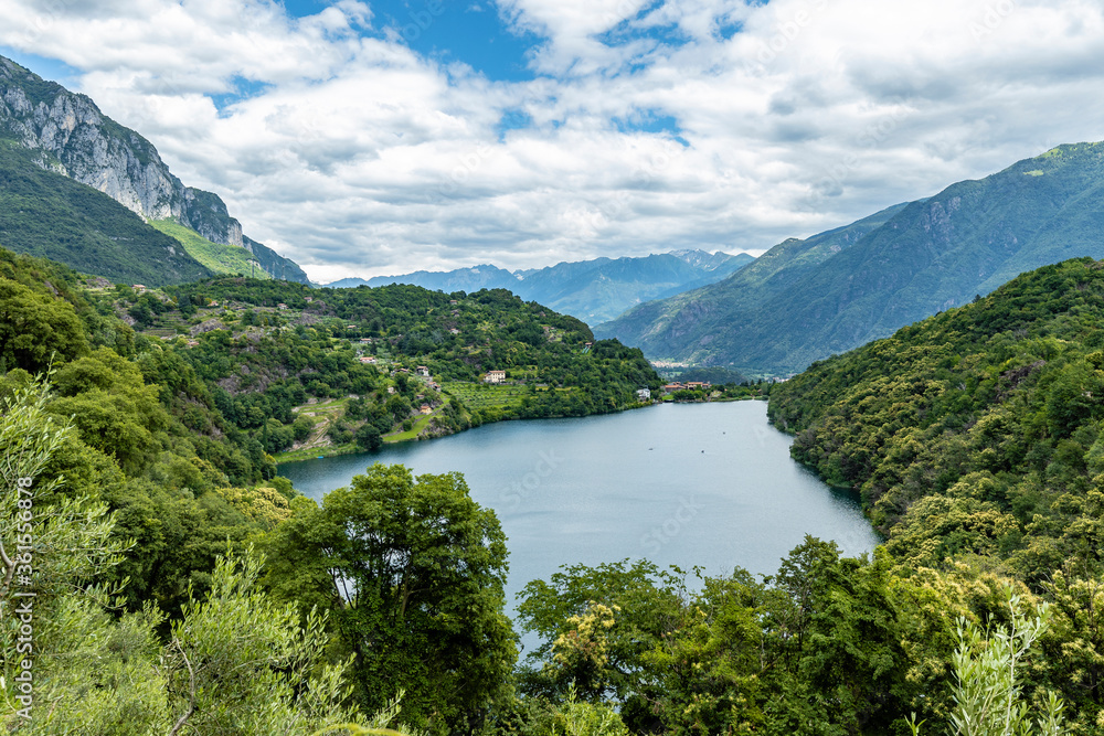 A view over Lake Moro (Lago Moro) located in the Province of Brescia, Lombardy, in northern Italy. It's very close to the Iseo Lake and is full of pathes.
Concept for peaceful place among the nature.