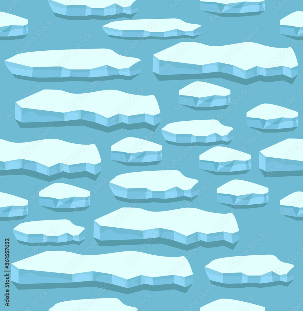 Arctic with blue ice floe Vector landscape pattern Arctic with blue ice floe Vector landscape pattern