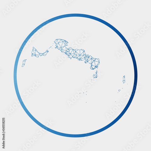 Turks and Caicos Islands icon. Network map of the island. Round Turks and Caicos Islands sign with gradient ring. Technology, internet, network, telecommunication concept. Vector illustration.