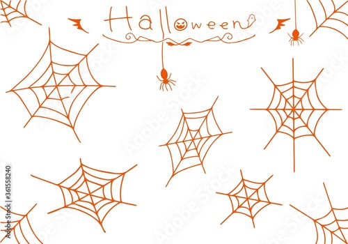 ハロウィン　蜘蛛の巣　手描き