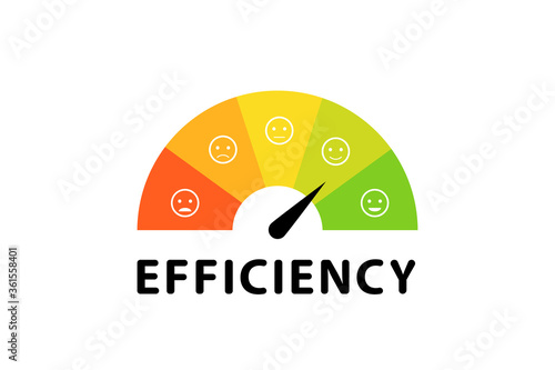 Efficiency meter. Different emotion. Flat style