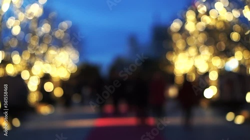 Japan Tokyo blur illumonation lights for Xmas crowd of people walking enjoy night lighting photo