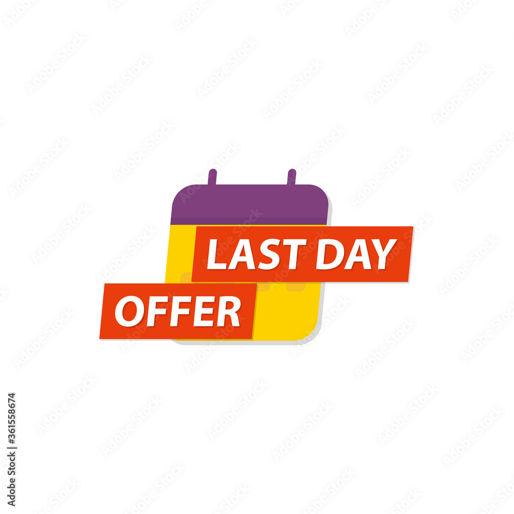 Last day offer calendar icon sale flat style Last day offer calendar icon sale flat style