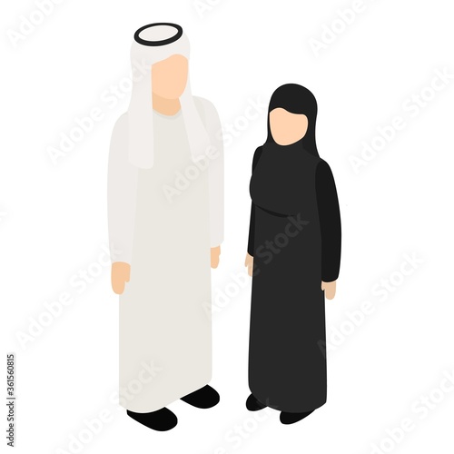 Arabic couple icon. Isometric illustration of arabic couple vector icon for web