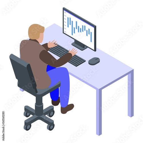 Broker monitor icon. Isometric of broker monitor vector icon for web design isolated on white background