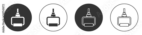 Black TPX loop training equipment icon isolated on white background. Sport equipment. Circle button. Vector Illustration.
