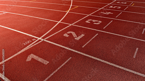 Athletic competitions starting line positions from one to six