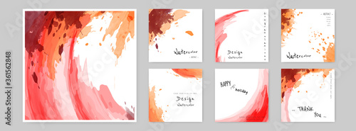Set of Hand-painted Watercolor Card square layouts