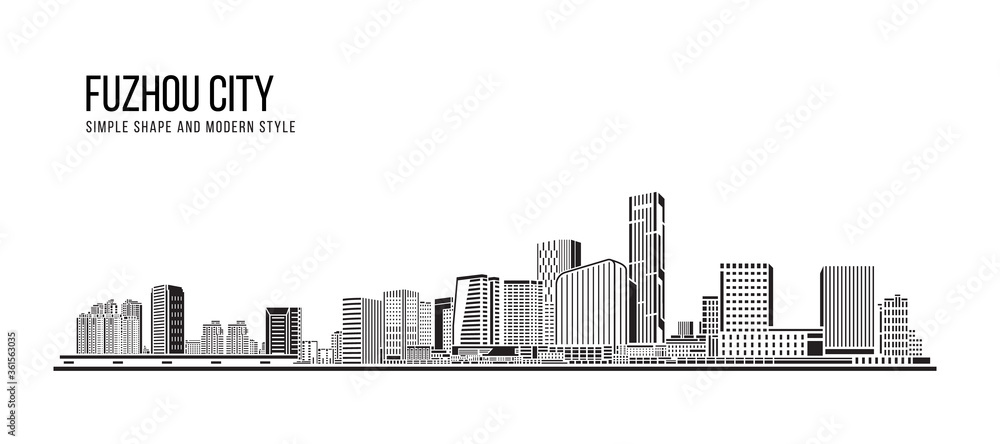 Cityscape Building Abstract Simple shape and modern style art Vector design -  Fuzhou city