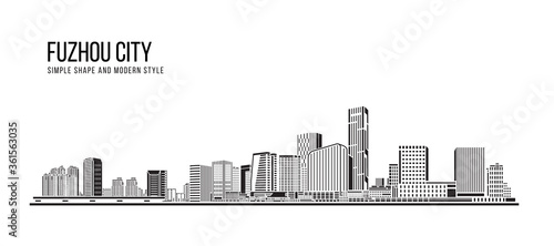 Cityscape Building Abstract Simple shape and modern style art Vector design -  Fuzhou city