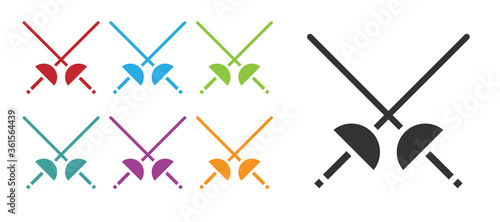Black Fencing icon isolated on white background. Sport equipment. Set icons colorful. Vector Illustration.