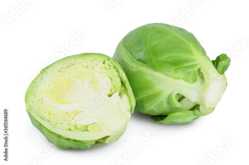Brussels sprouts and half isolated on white background with clipping path and full depth of field © kolesnikovserg