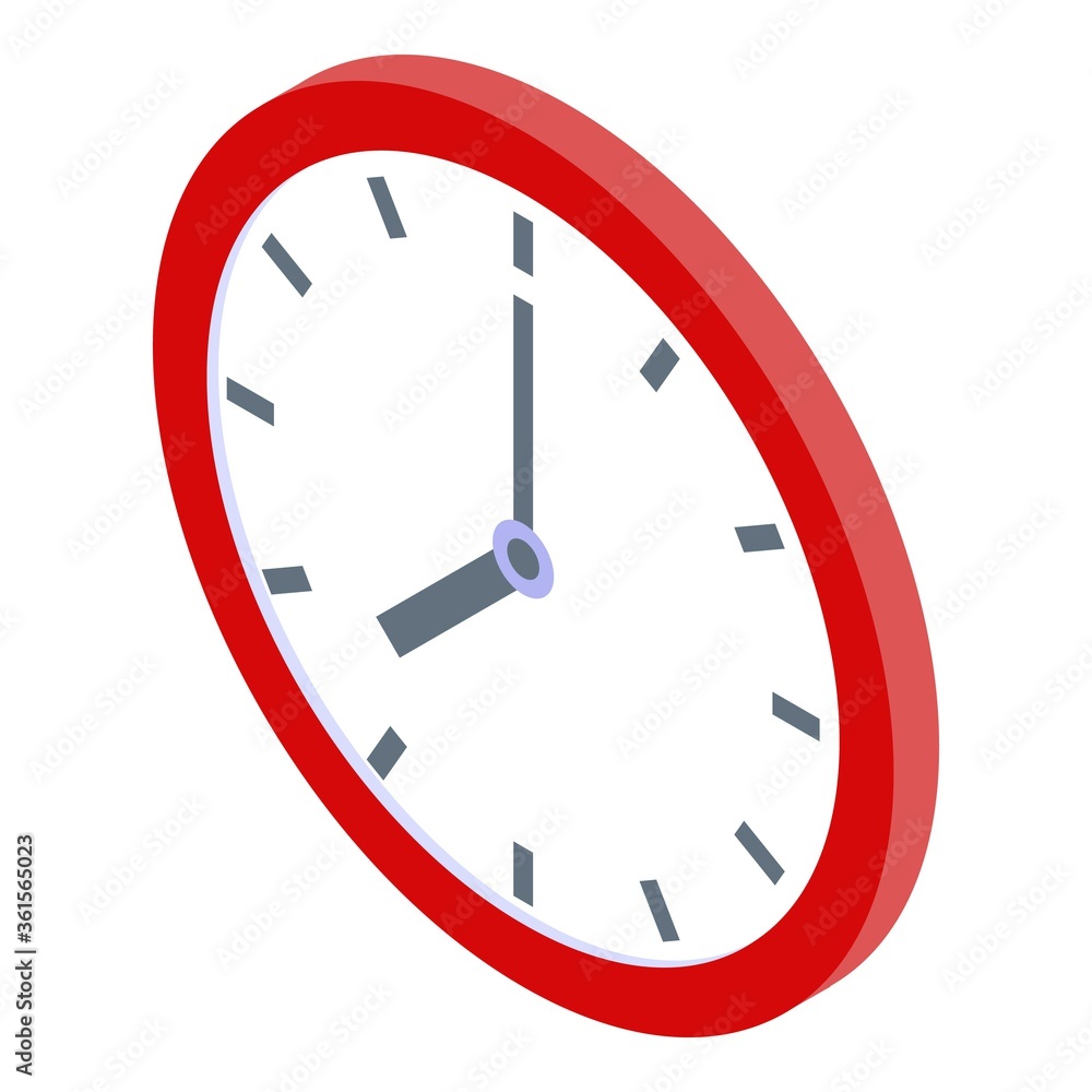 Business training wall clock icon. Isometric of business training wall clock vector icon for web design isolated on white background Business training wall clock icon. Isometric of business training wall clock vector icon for web design isolated on white background