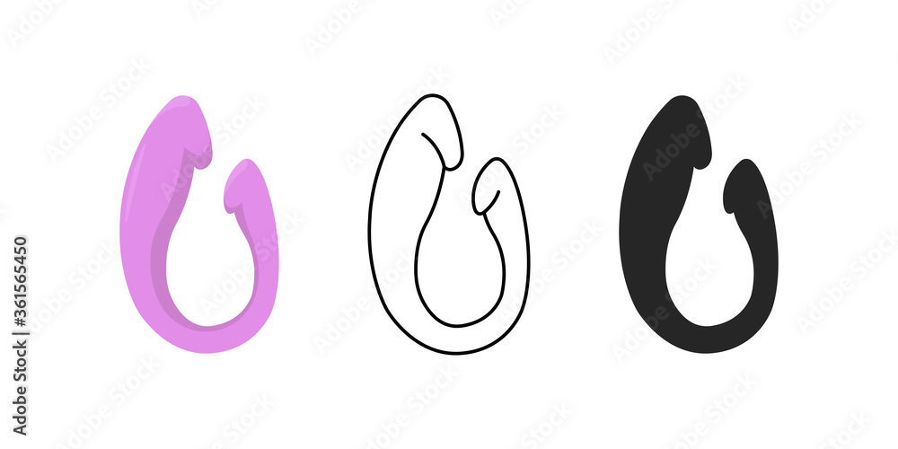 Vector illustration of sex toy on a white background. Symbol of the red item for relaxes, sex, and wellness. Template for a sex shop or erotic site. Vector illustration of sex toy on a white background. Symbol of the red item for relaxes, sex, and wellness. Template for a sex shop or erotic site.
