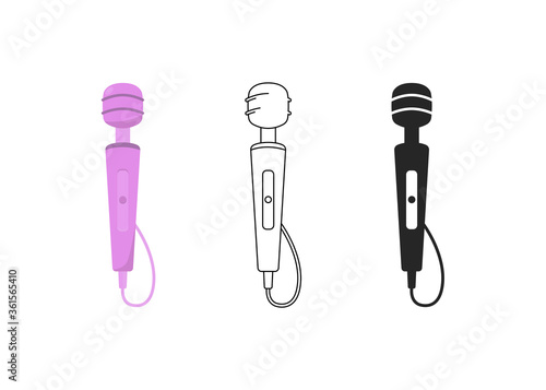 Vector illustration of sex toy on a white background. Symbol of the red item for relaxes, sex, and wellness. Template for a sex shop or erotic site.