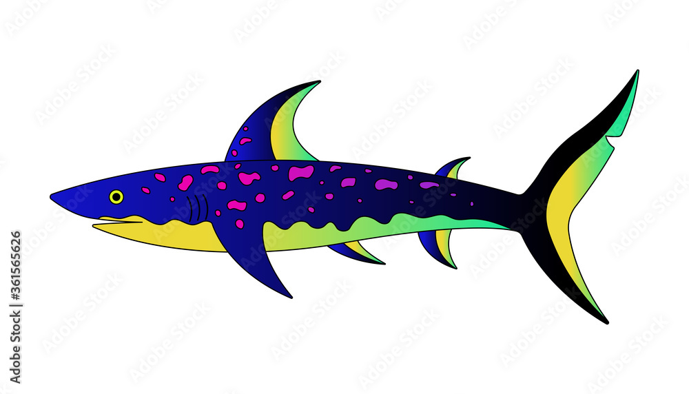 Fototapeta premium Vector illustration of the fish. Modern template with outline elements in colorful neon style.