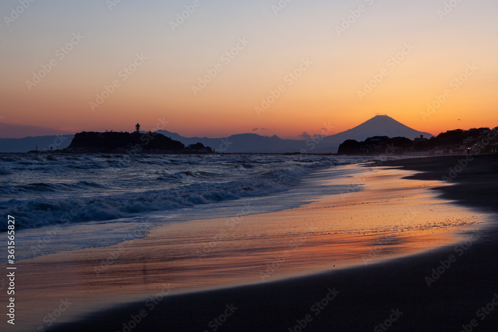 sunset at the japanese beach