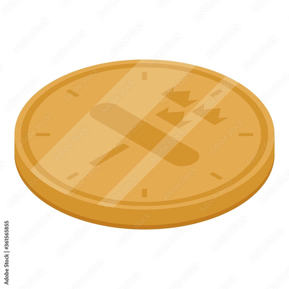 Sweden gold coin icon. Isometric of sweden gold coin vector icon for web design isolated on white background Sweden gold coin icon. Isometric of sweden gold coin vector icon for web design isolated on white background