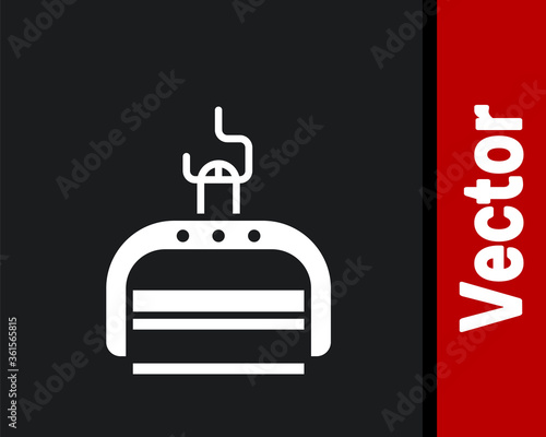White Ski lift icon isolated on black background. Vector Illustration.
