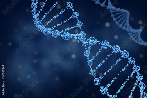 DNA Close Up 3D Rendering with Depth of Field and dark background for creative concept health or medical industry and personal use