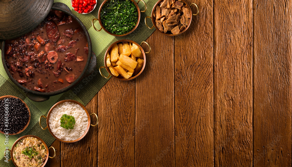 Photo &amp; Art Print Brazilian Feijoada Food. Top view., paulovilela