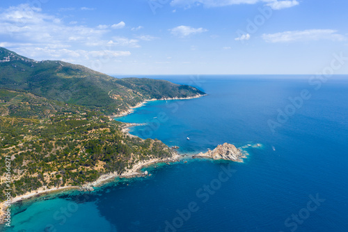 Fototapeta Naklejka Na Ścianę i Meble -  aerial view of the marine coast of Monte Argentario in the Tuscan Maremma