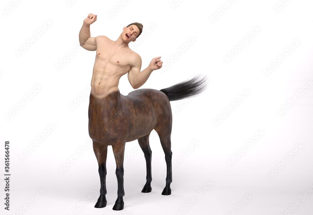 3D Rendering : A portrait of the male centaur, a pinup centaur posing in the studio 3D Rendering : A portrait of the male centaur, a pinup centaur posing in the studio
