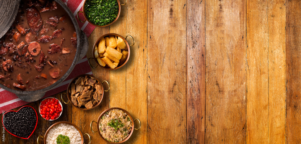 Brazilian Feijoada Food. Top view. Brazilian Feijoada Food. Top view.