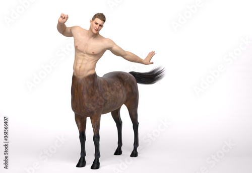 3D Rendering   A portrait of the male centaur  a pinup centaur posing in the studio