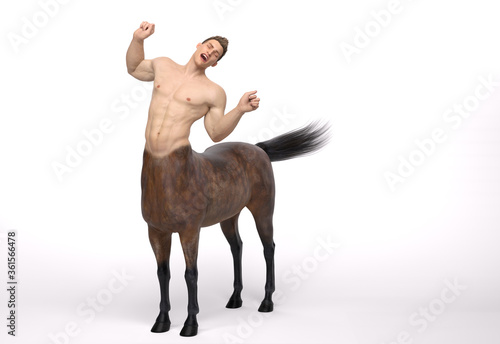 3D Rendering : A portrait of the male centaur, a pinup centaur posing in the studio photo