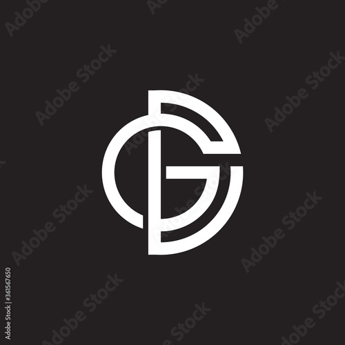 letter gd linked overlapping line symbol logo vector