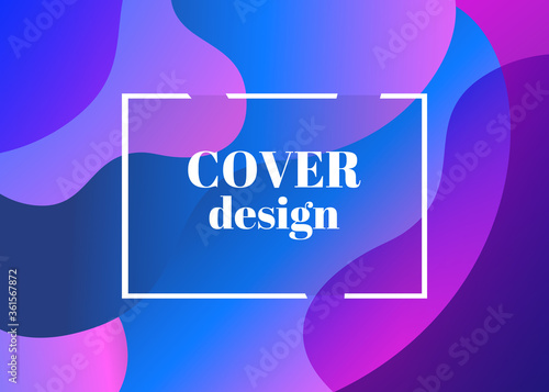 Abstract trendy fluid wavy neon horisontal background. Cyan, blue, violet, moonlight, mint colors with gradient. Applicable for landing page, cover, brochure, flyer design etc. Vector illustration.