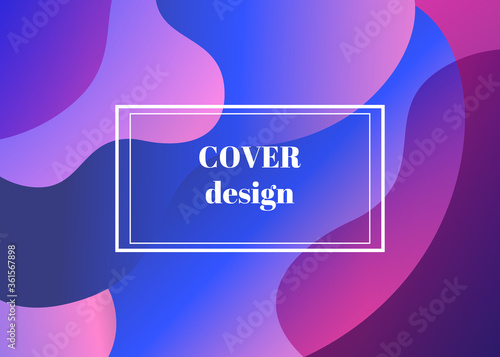 Abstract trendy fluid wavy neon horisontal background. Cyan, blue, violet, moonlight, mint colors with gradient. Applicable for landing page, cover, brochure, flyer design etc. Vector illustration.