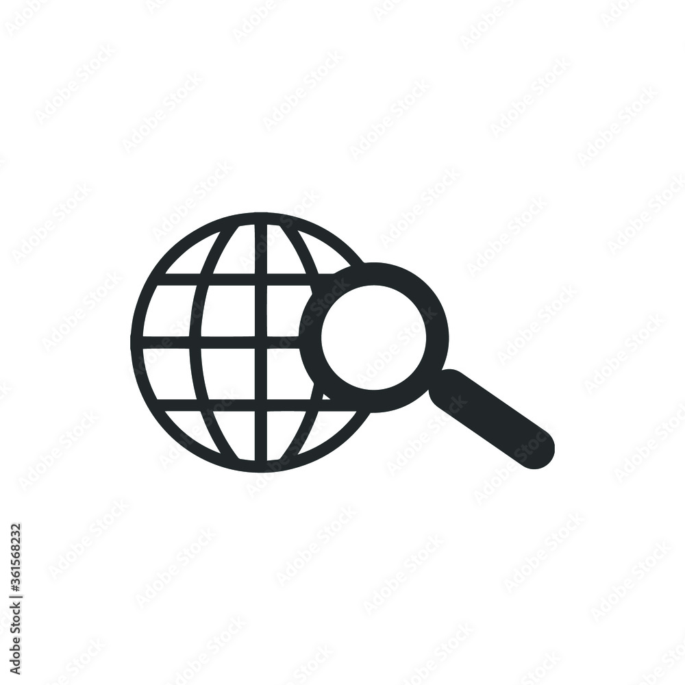 globe and magnifying glass icon vector eps 10 globe and magnifying glass icon vector eps 10