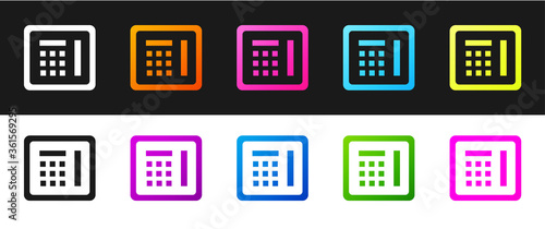 Set Safe icon isolated on black and white background. The door safe a bank vault with a combination lock. Reliable Data Protection. Vector Illustration.