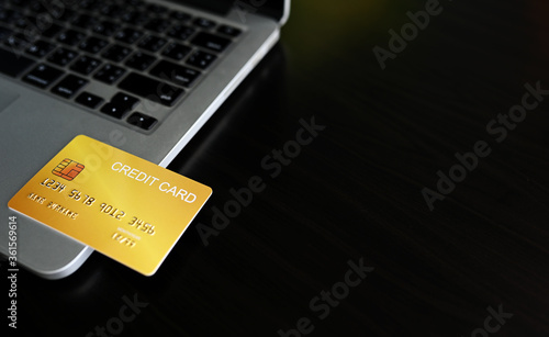 Credit card close up shot concept of online shopping,Copy space