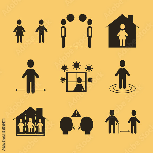 bundle of distance social set icons
