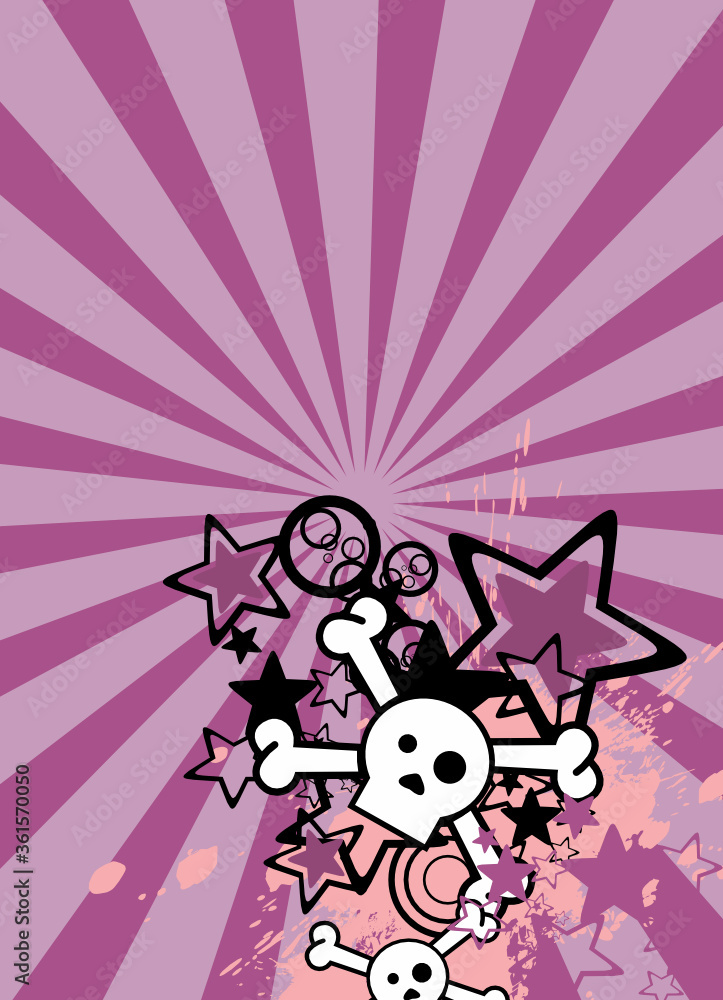 Obraz premium cartoon skull and stars cel phone wallpaper background emo style in vector format