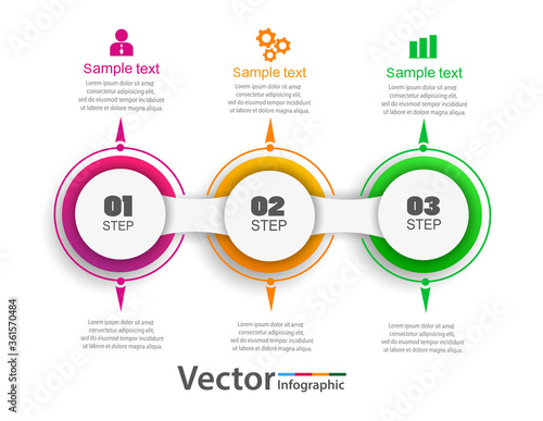 Infographic design template can be used for workflow layout, diagram, number options, web design. Infographic business concept with 3 options, parts, steps or processes.Vector eps 10