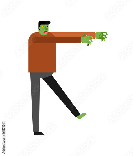 Zombie cartoon isolated. Green dead man vector illustration