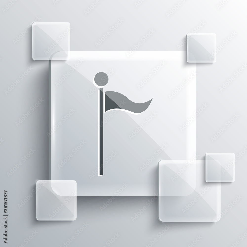 Grey Flag icon isolated on grey background. Location marker symbol. Square glass panels. Vector Illustration. Grey Flag icon isolated on grey background. Location marker symbol. Square glass panels. Vector Illustration.