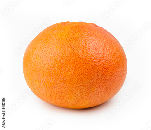 Red whole grapefruit on a white isolated background. Ripe  juicy  orange  round. Citrus.
