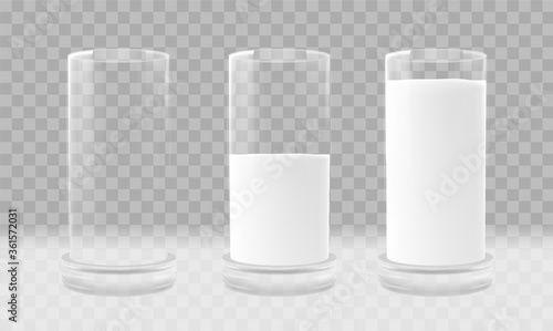Empty and full Glass of milk