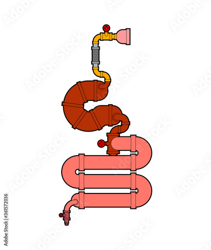 Metal stomach and intestines. Robotic internal organ. Iron digestive tract. Cyborg organs. Robot gut
