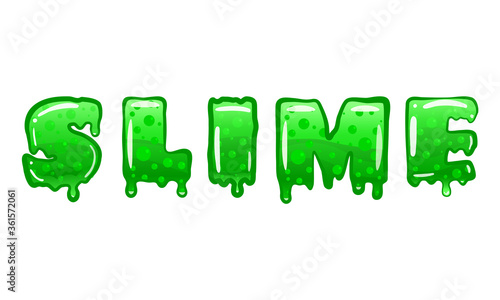 Slime word letters text green bubbling mold. Children s popular creativity art toy
