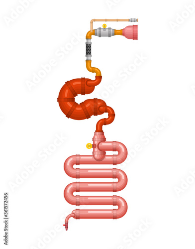 Metal digestive tract. Iron stomach and intestines. Robotic internal organ. Cyborg organs. Robot gut