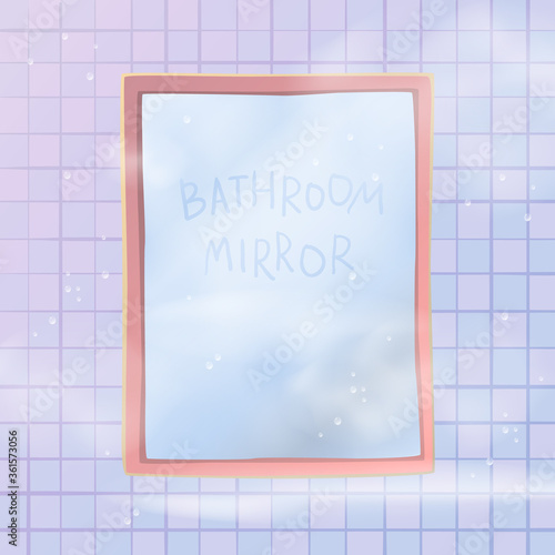 Bathroom mirror vector illustration. Cartoon style.